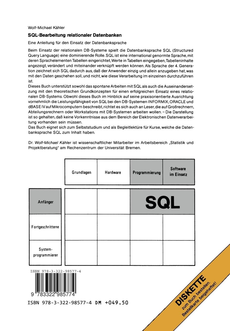 Rückseitencover SQL - Bearbeitung relationaler Datenbanken