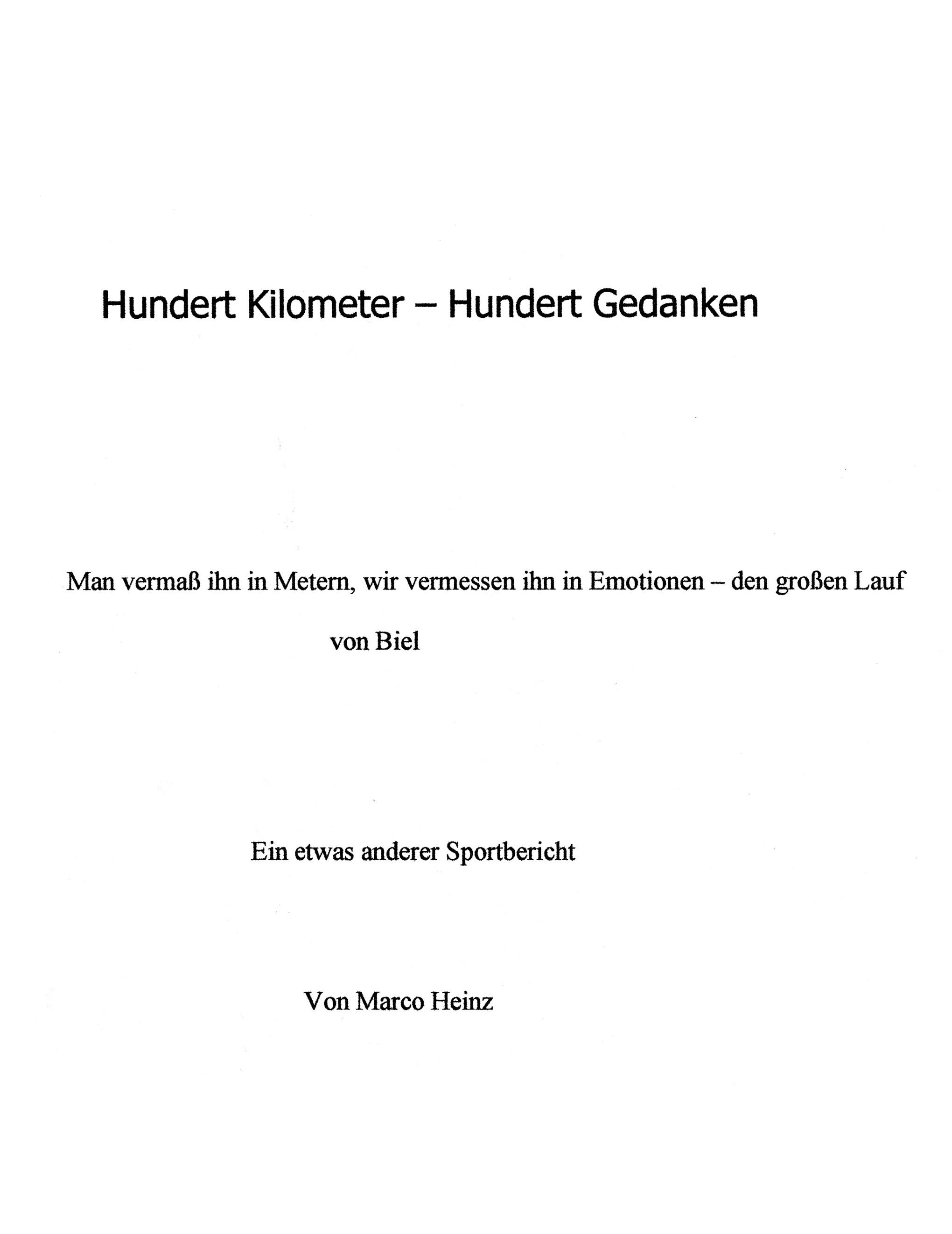Vorderes Coverbild Hundert Kilometer - Hundert Gedanken