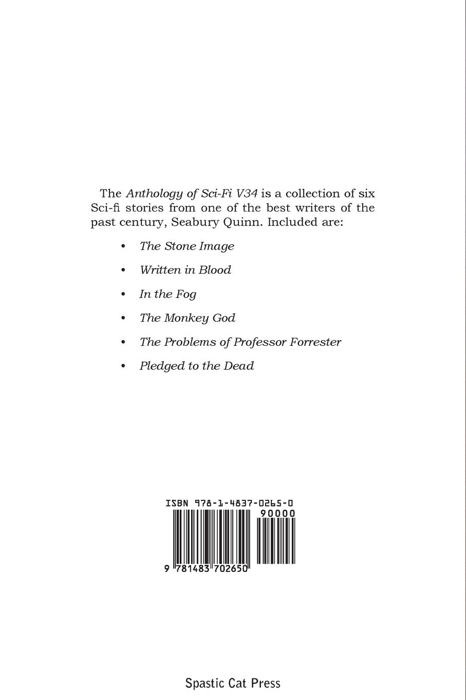 Rückseitencover Anthology of Sci-Fi V34, the Pulp Writers - Seabury Quinn