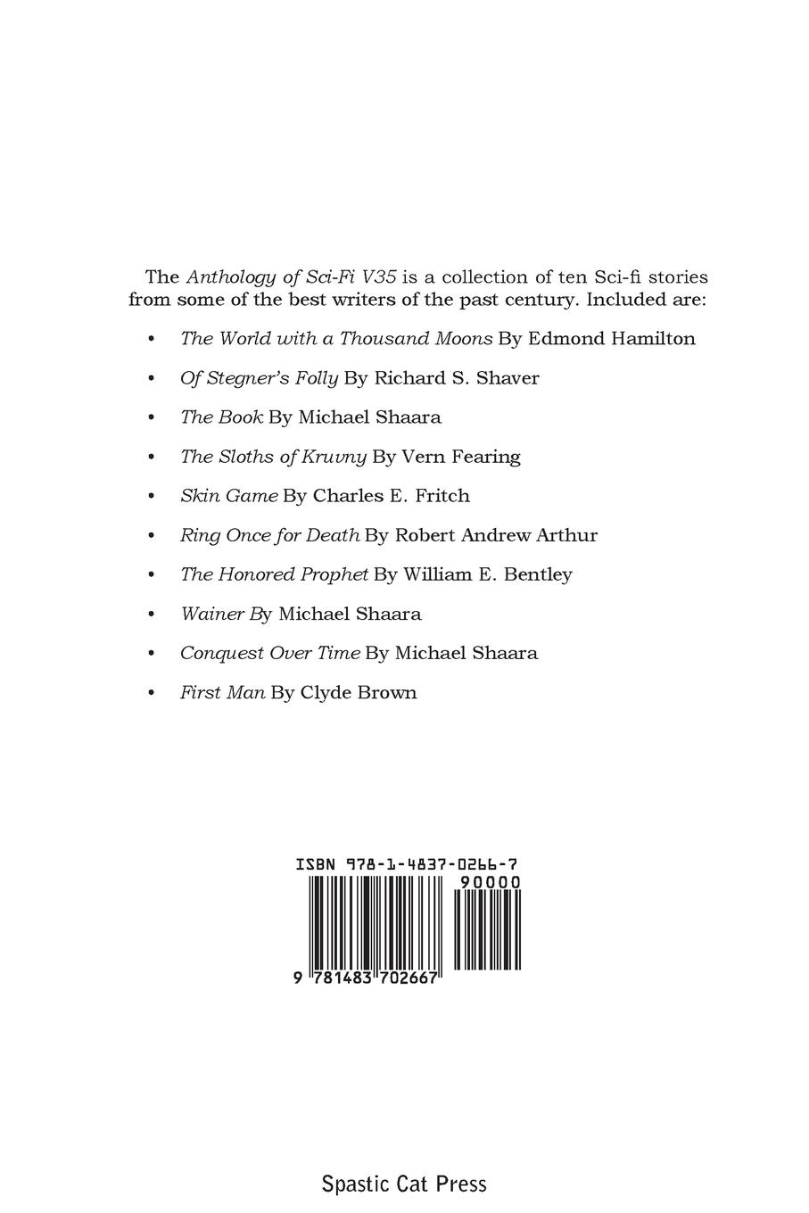 Rückseitencover Anthology of Sci-Fi V35, the Pulp Writers