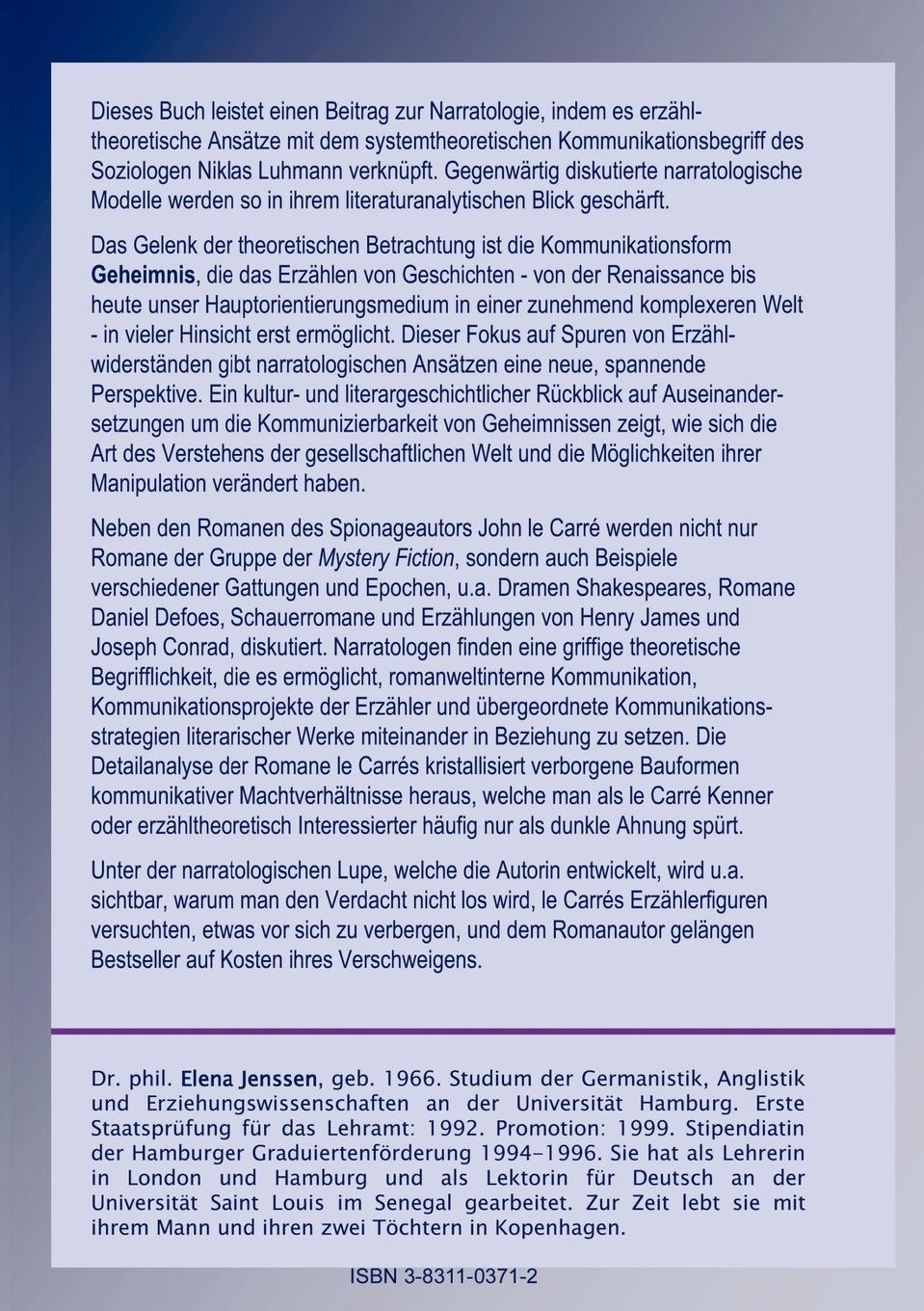 Rückseitencover Die Narrativik des Geheimen