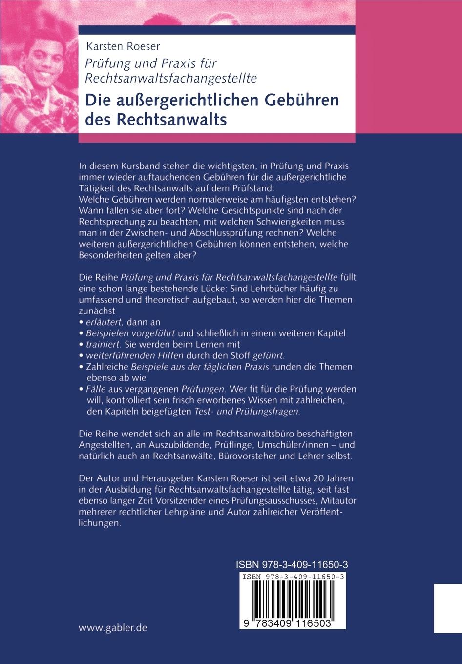 Rückseitencover Die außergerichtlichen Gebühren des Rechtsanwalts