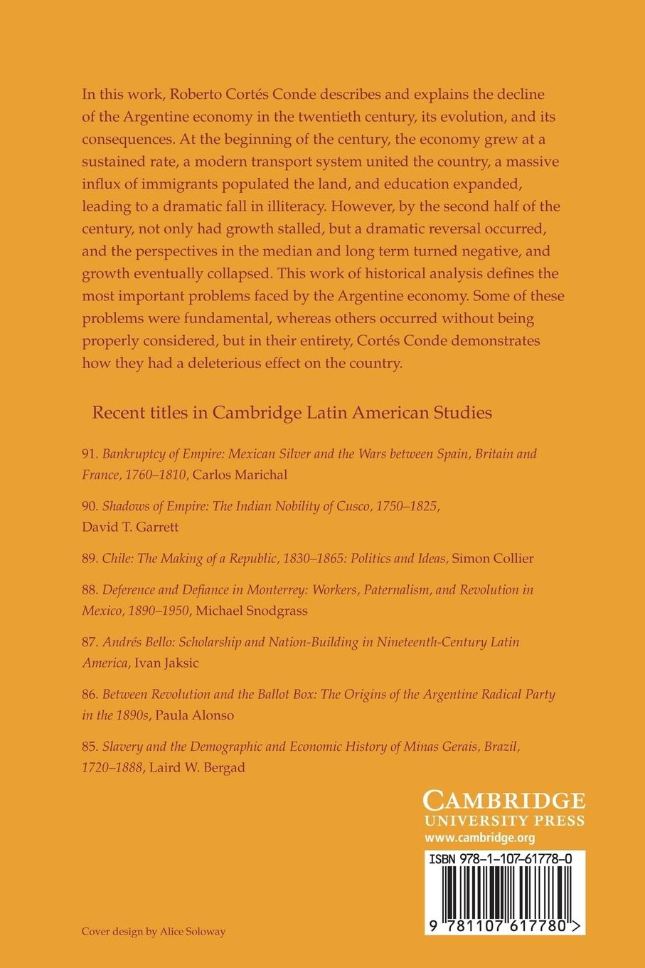 Rückseitencover The Political Economy of Argentina in the Twentieth Century