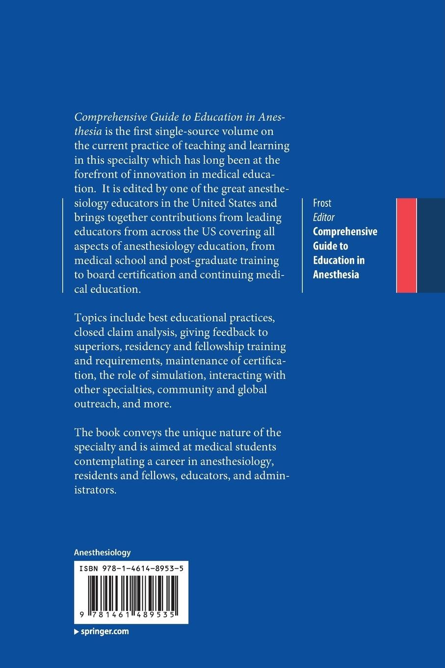 Rückseitencover Comprehensive Guide to Education in Anesthesia