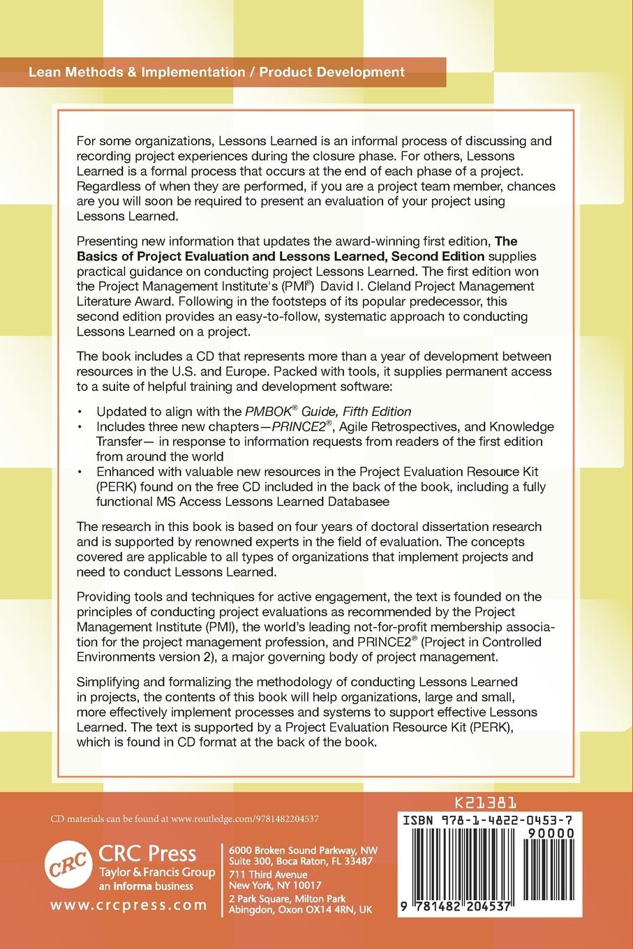 Rückseitencover The Basics of Project Evaluation and Lessons Learned