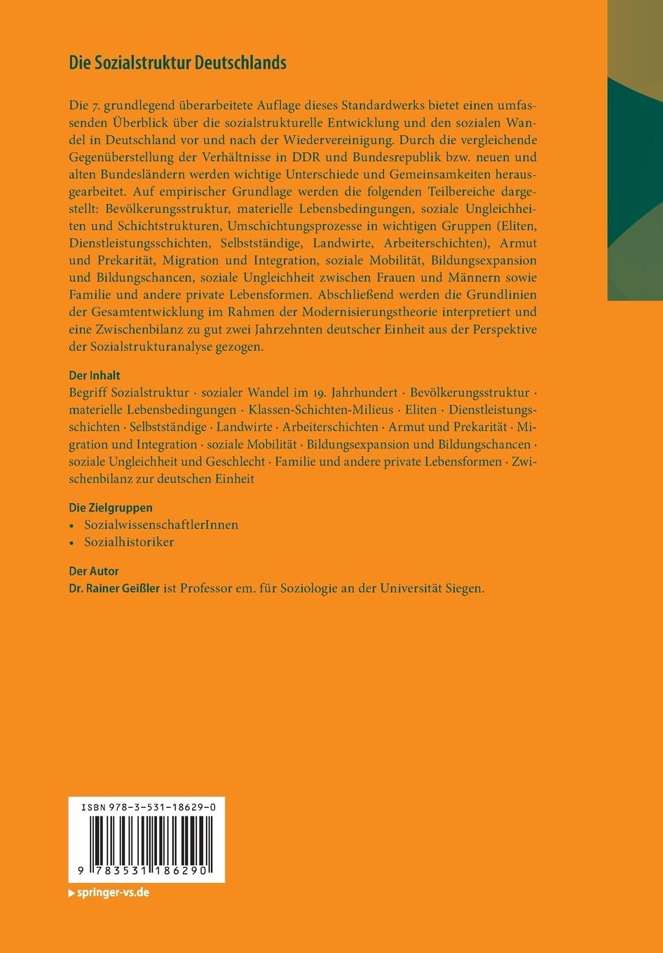 Rückseitencover Die Sozialstruktur Deutschlands