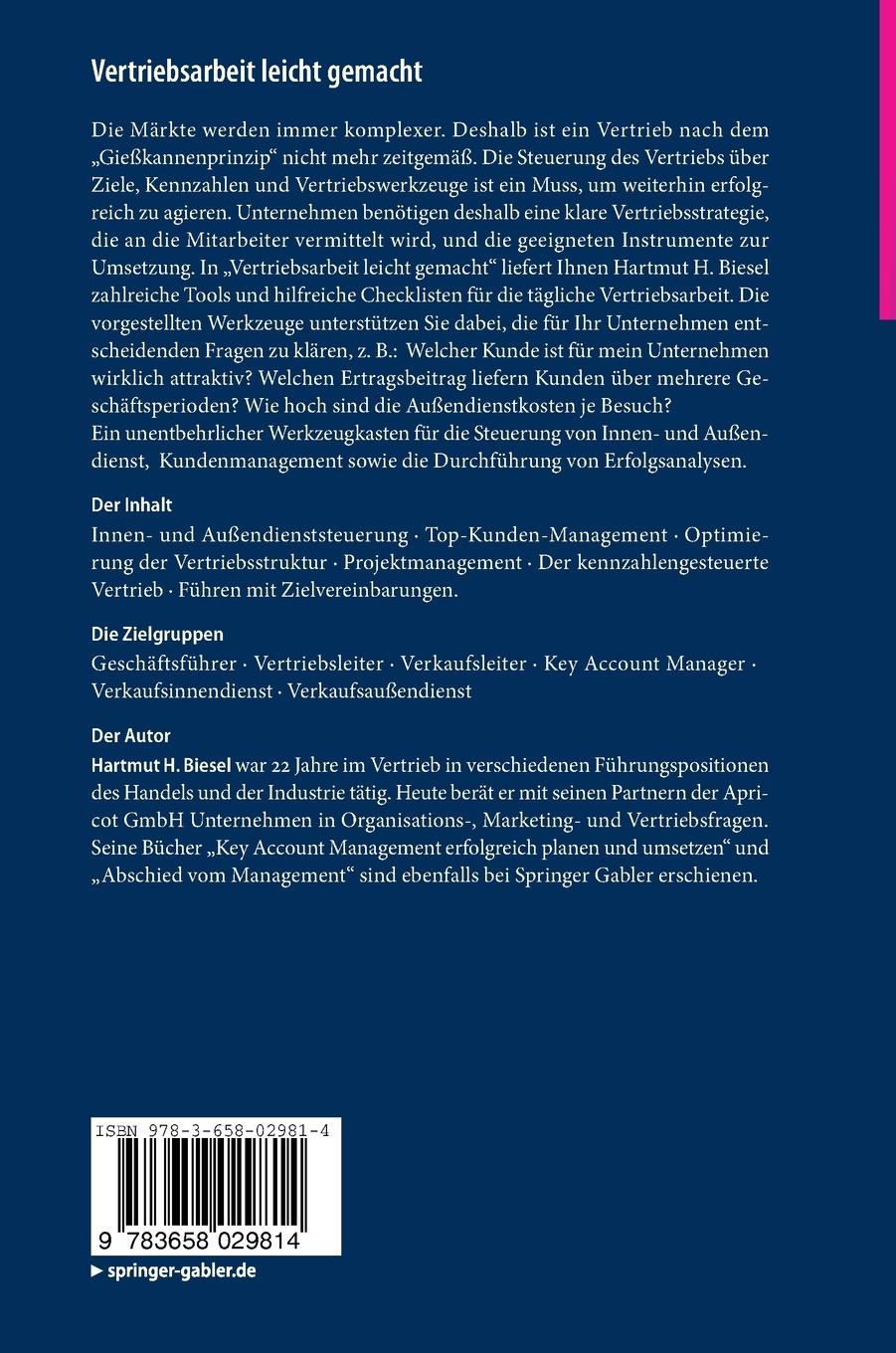 Rückseitencover Vertriebsarbeit leicht gemacht