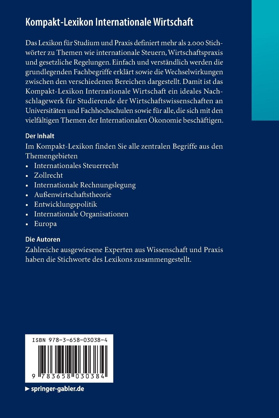 Rückseitencover Kompakt-Lexikon Internationale Wirtschaft