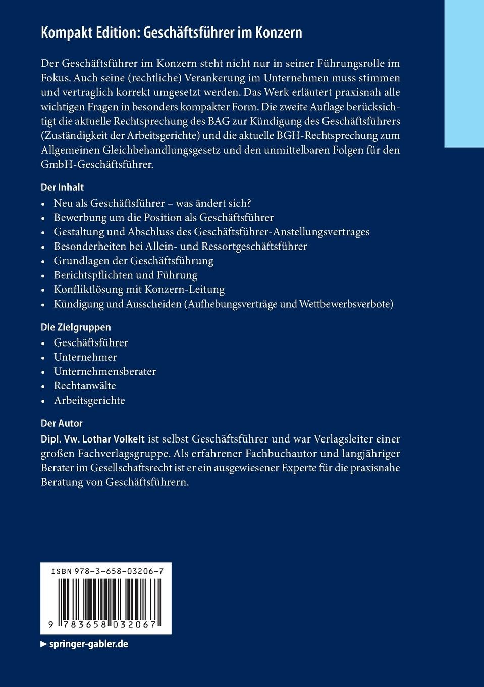 Rückseitencover Kompakt Edition: Geschäftsführer im Konzern