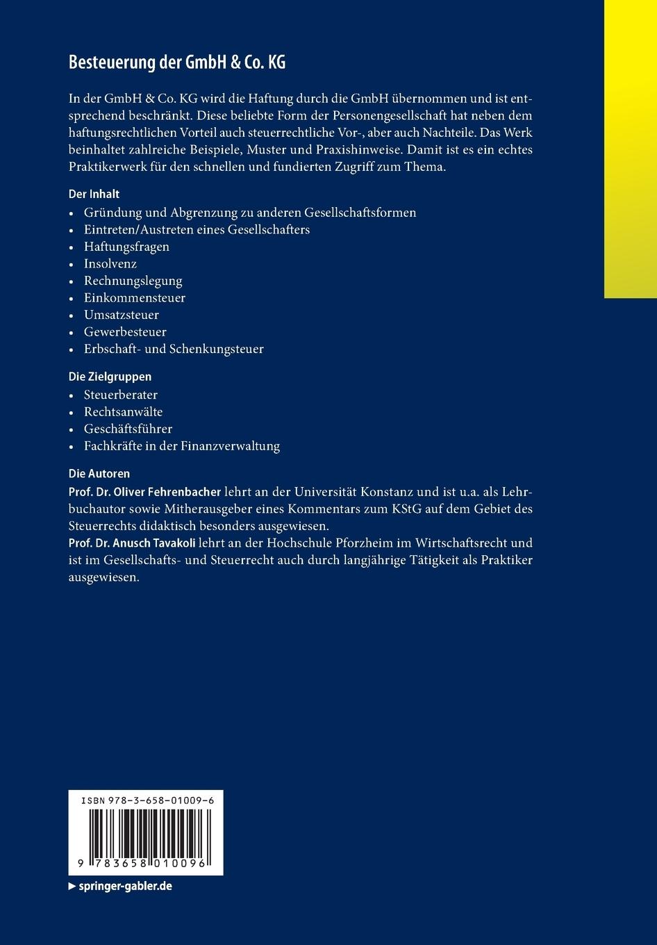 Rückseitencover Besteuerung der GmbH & Co. KG