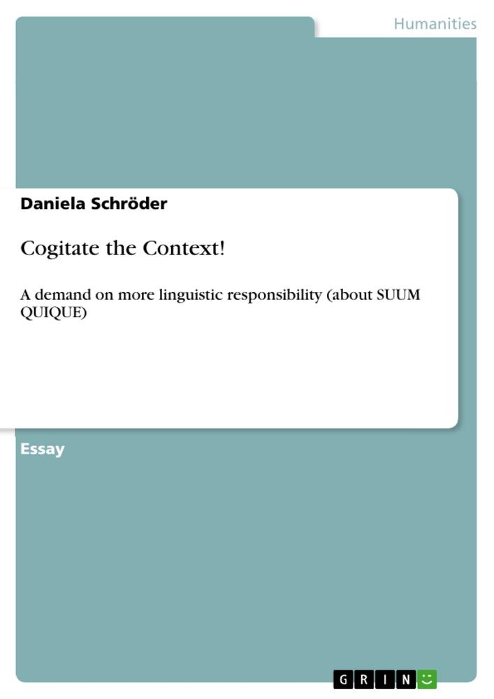 Vorderes Coverbild Cogitate the Context!