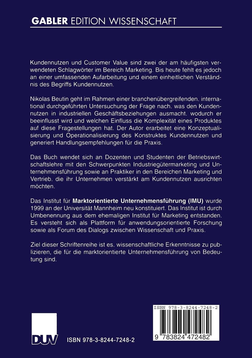 Rückseitencover Kundennutzen in industriellen Geschäftsbeziehungen