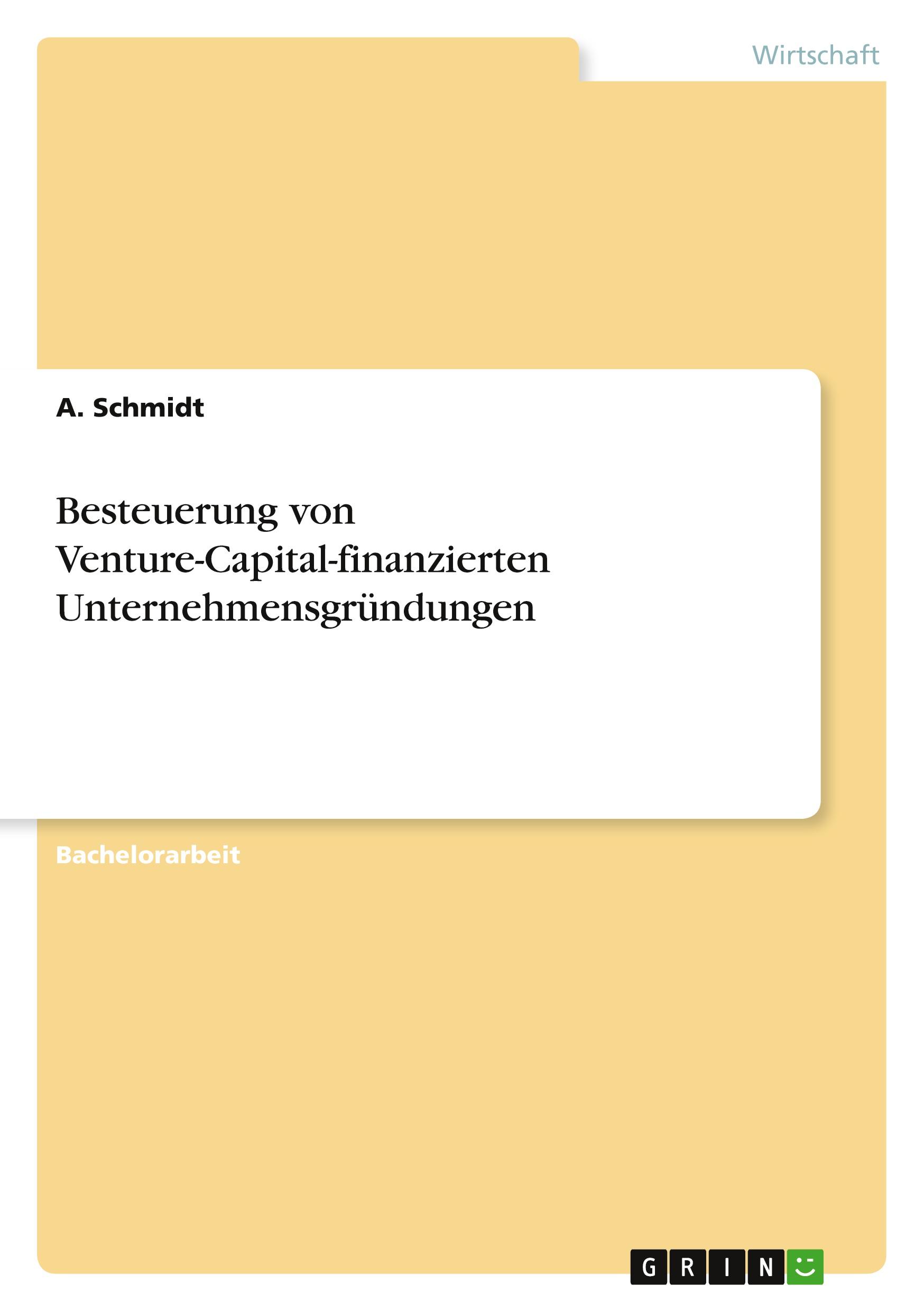 Vorderes Coverbild Besteuerung von Venture-Capital-finanzierten Unternehmensgründungen