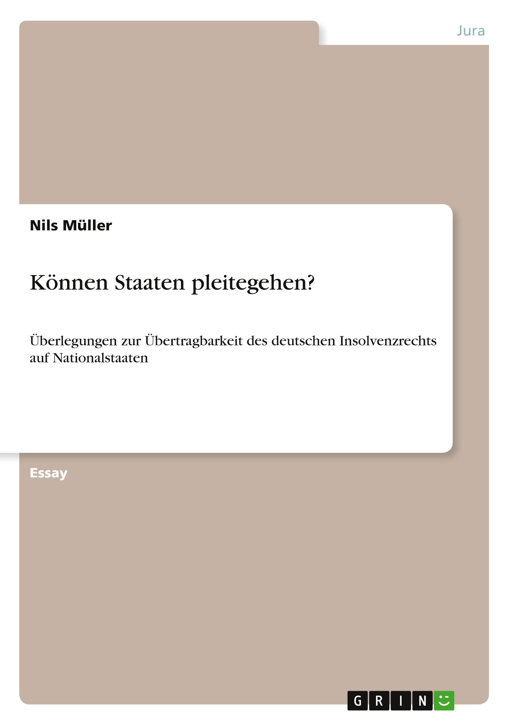Vorderes Coverbild Können Staaten pleitegehen?