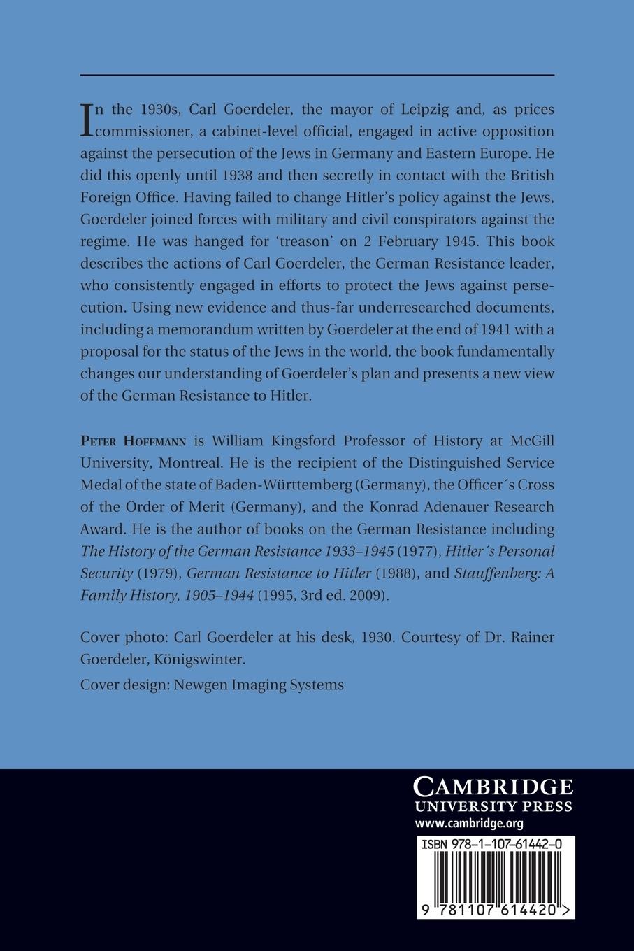 Rückseitencover Carl Goerdeler and the Jewish Question, 1933 1942