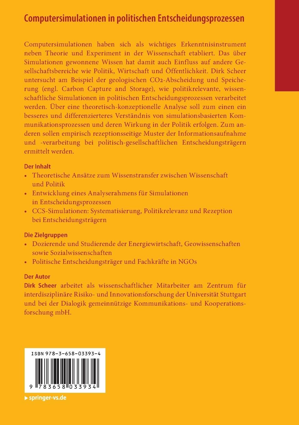 Rückseitencover Computersimulationen in politischen Entscheidungsprozessen
