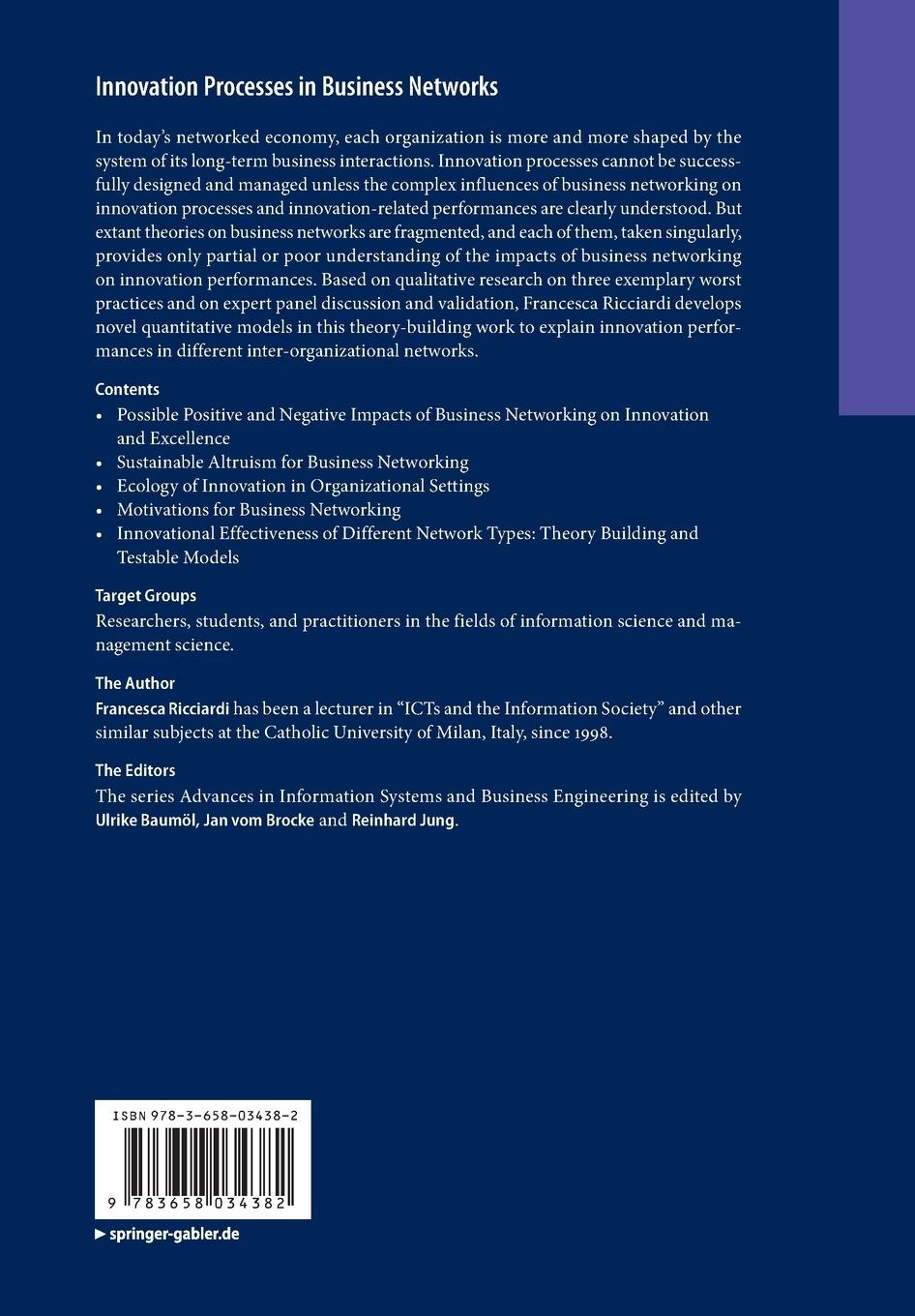 Rückseitencover Innovation Processes in Business Networks