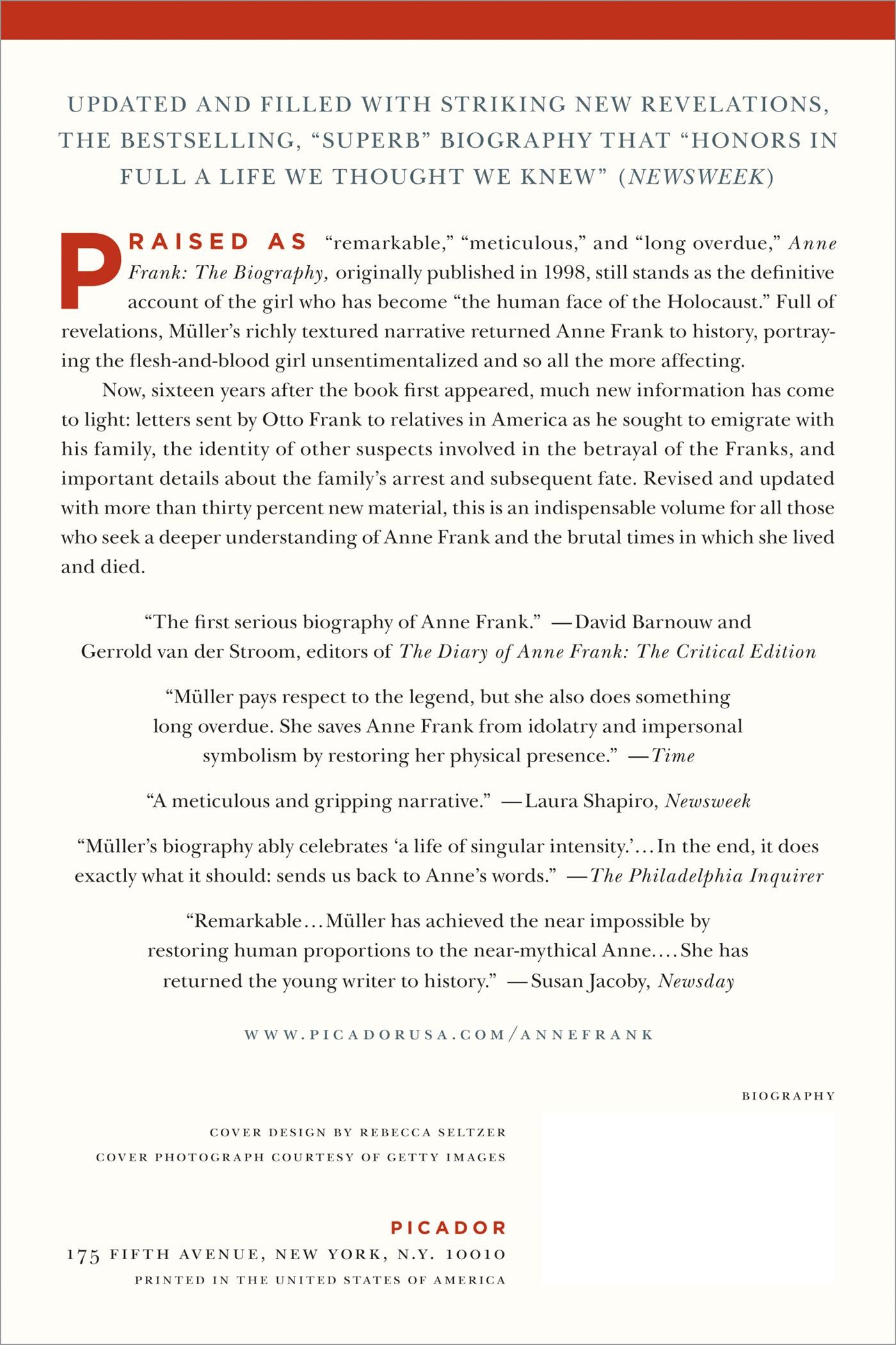 Rückseitencover Anne Frank: The Biography