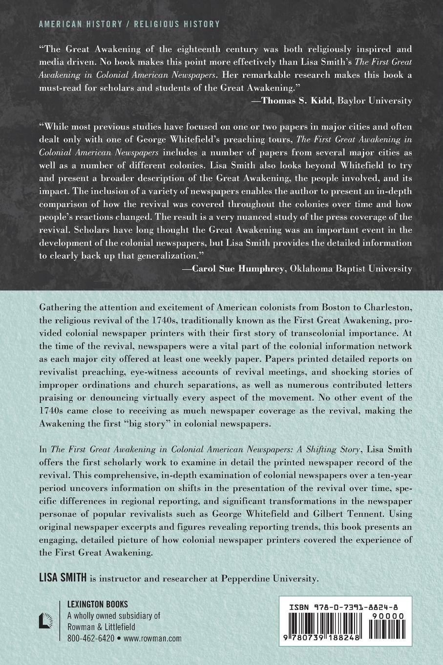 Rückseitencover First Great Awakening in Colonial American Newspapers