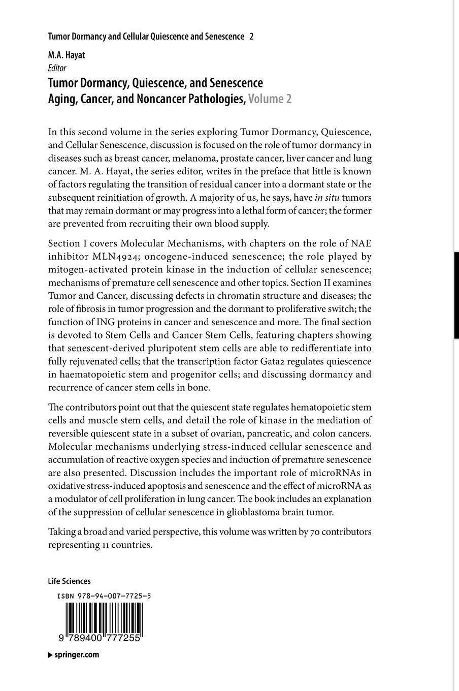 Rückseitencover Tumor Dormancy, Quiescence, and Senescence, Volume 2