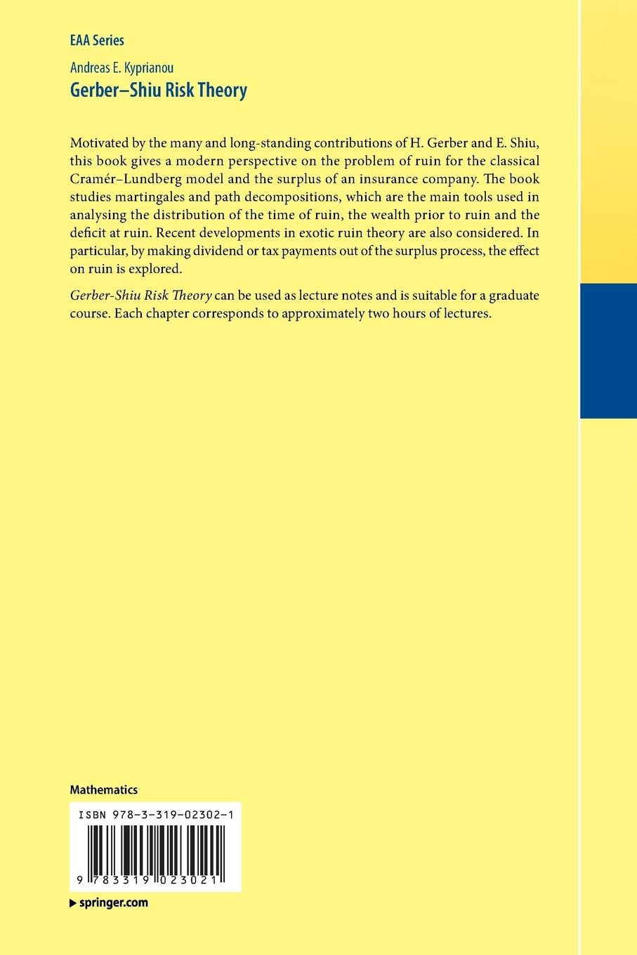 Rückseitencover Gerber-Shiu Risk Theory