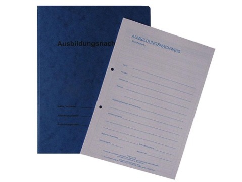 Vorderes Coverbild Berichtsheft / Ausbildungsnachweise als Block - für 1 Jahr: tägliche Eintragungen (Montag - Samstag)  pro Woche 1 Seite, mit stabilem Kartonhefter