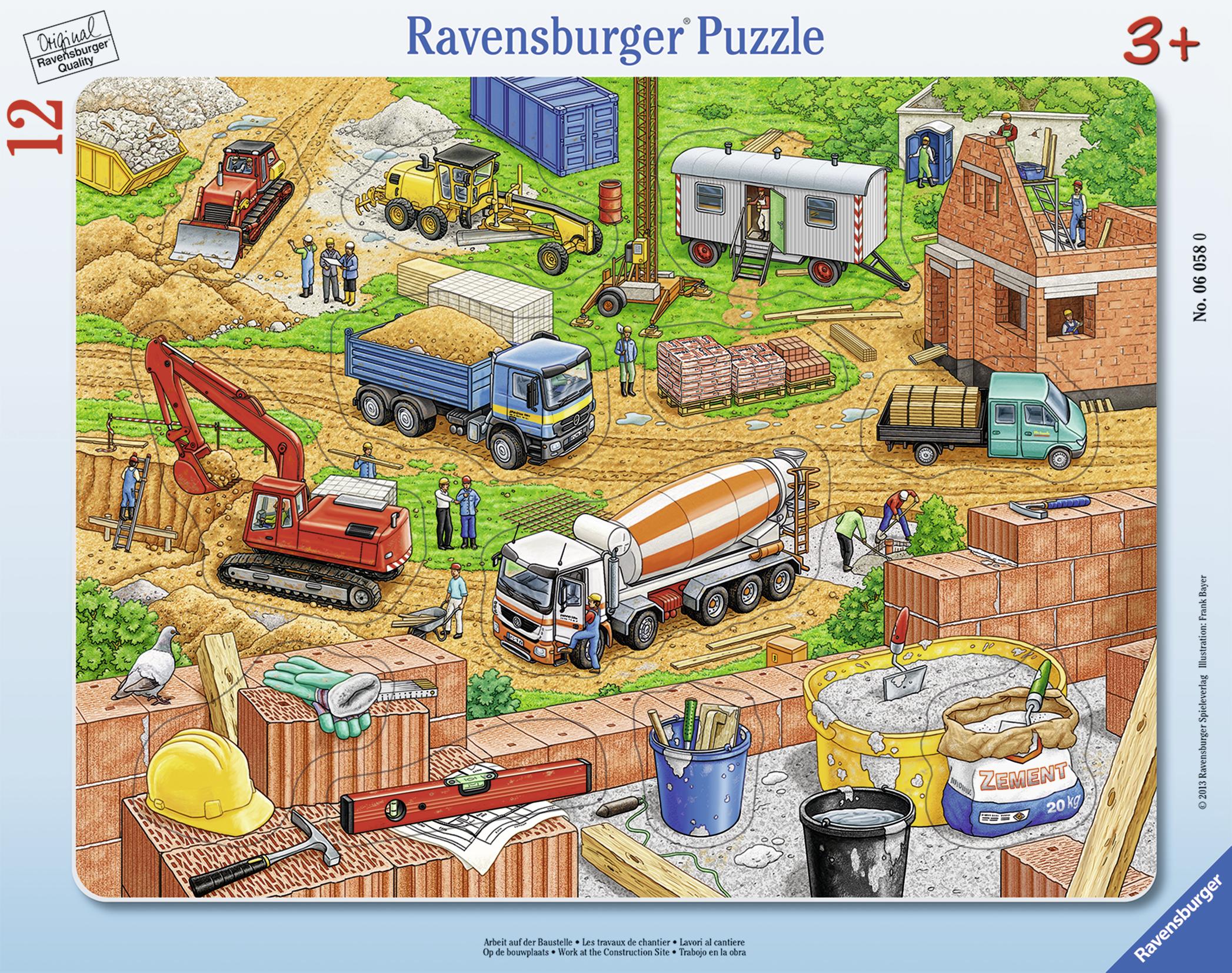 Beispielinhalt (Bild) Arbeit auf der Baustelle. Rahmenpuzzle 12 Teile