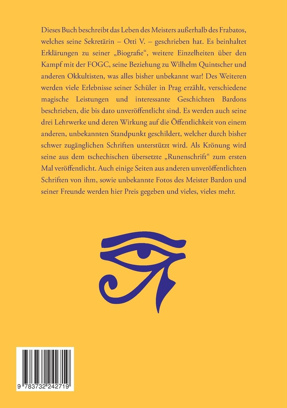 Rückseitencover Das Leben des Franz Bardon