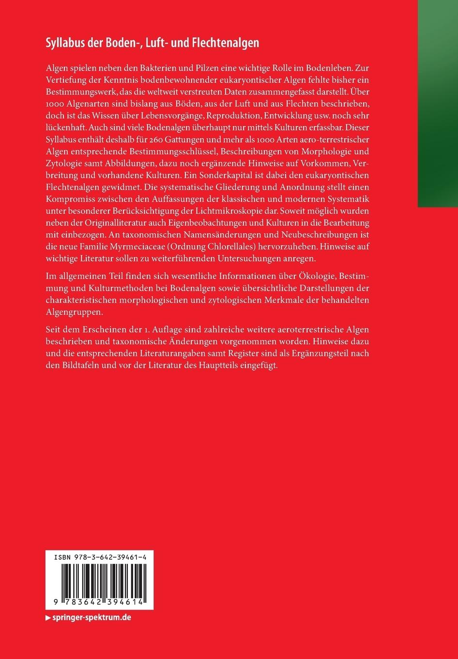 Rückseitencover Syllabus der Boden-, Luft- und Flechtenalgen