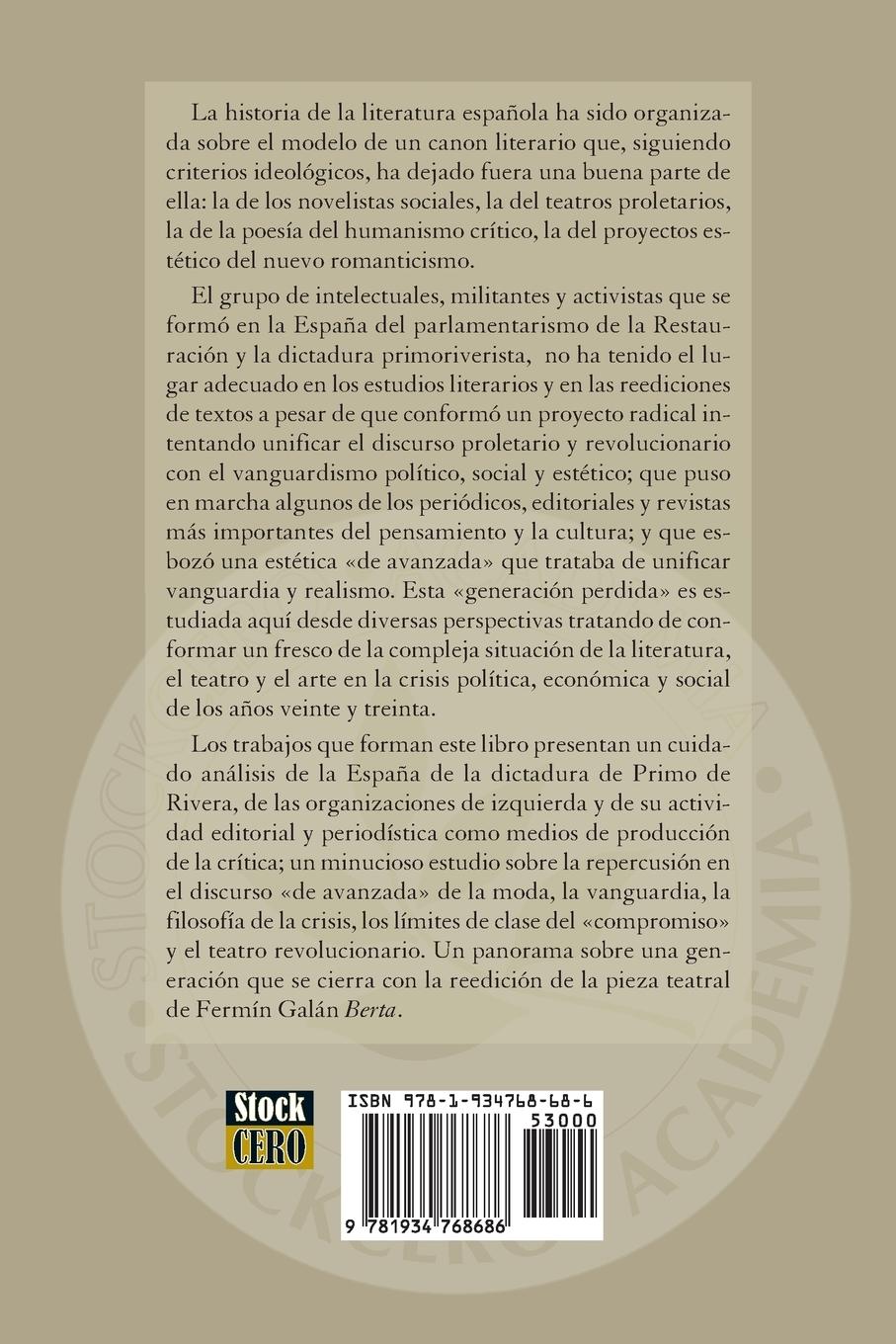 Rückseitencover Una Generacion Perdida