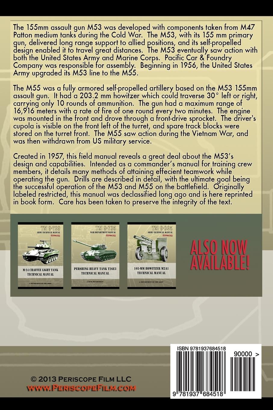 Rückseitencover 155-mm Assault Gun M53 and 8-inch Howitzer M55, Self Propelled Field Manual