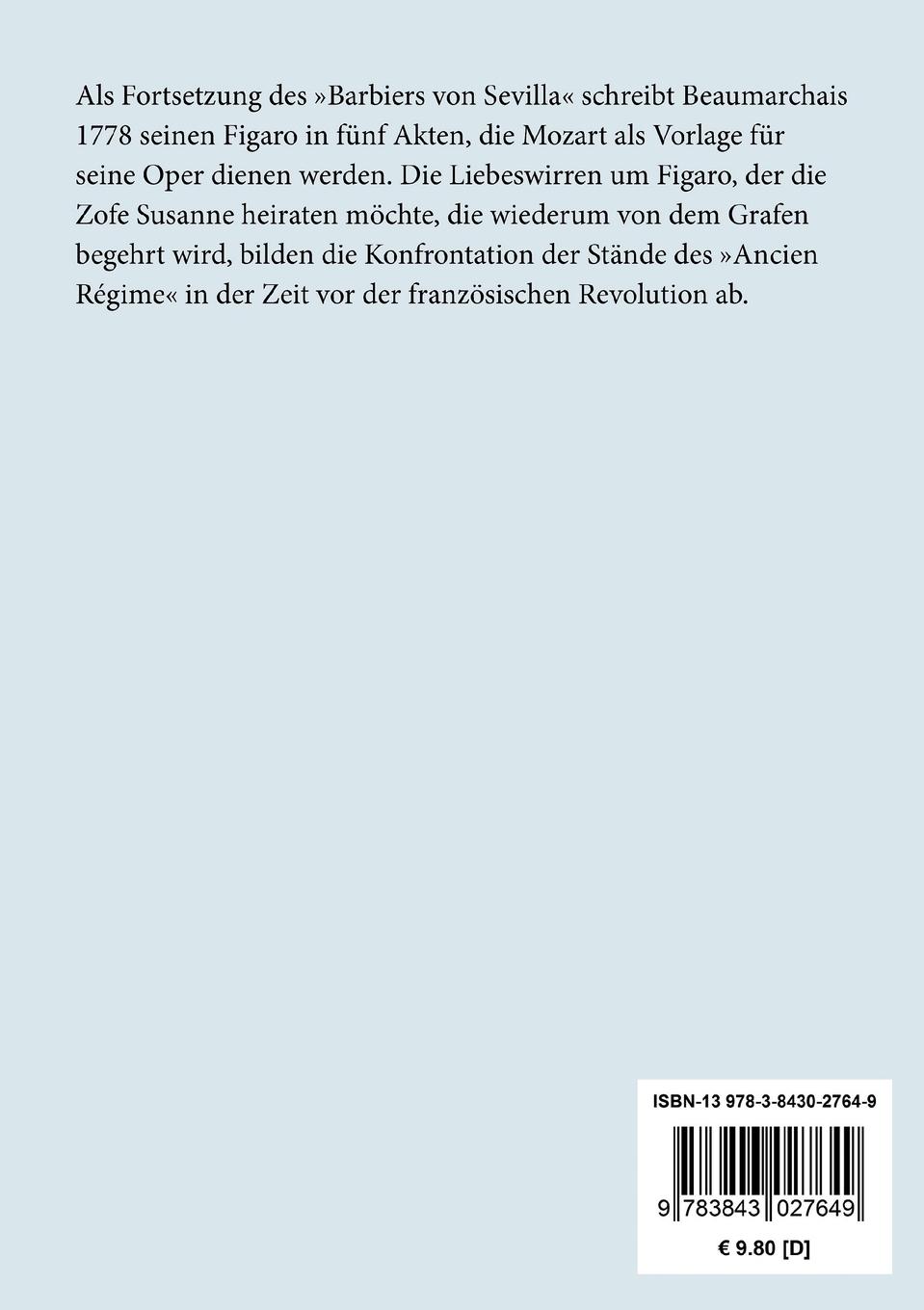 Rückseitencover Figaros Hochzeit oder Der tolle Tag