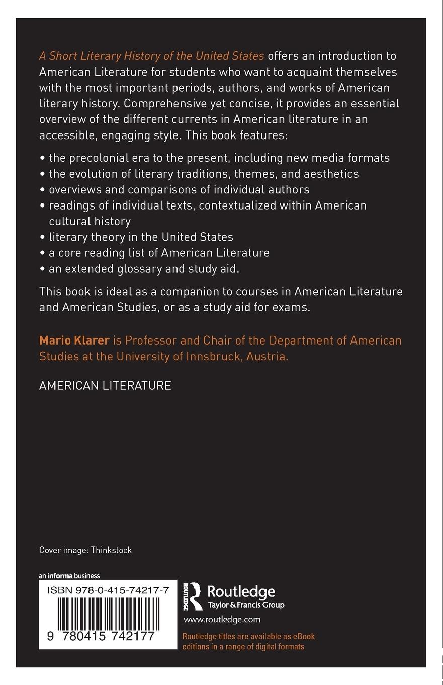 Rückseitencover A Short Literary History of the United States
