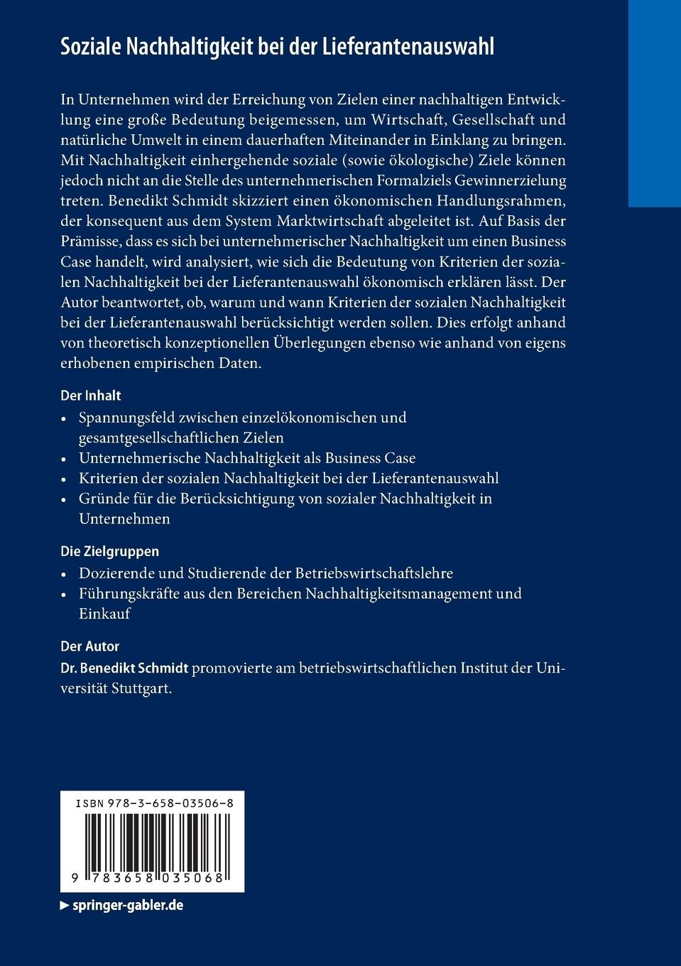Rückseitencover Soziale Nachhaltigkeit bei der Lieferantenauswahl