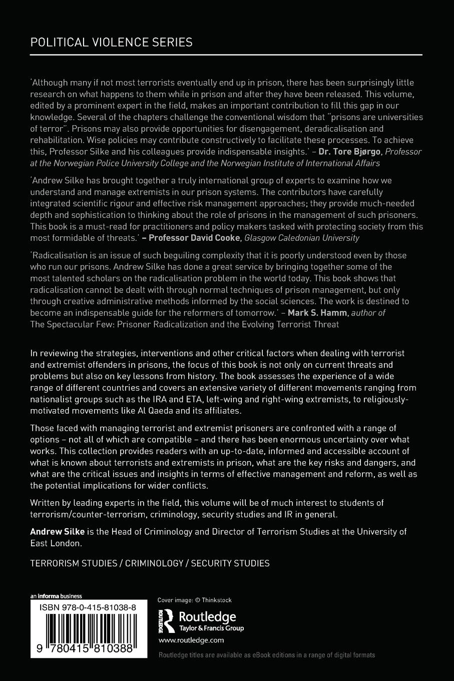 Rückseitencover Prisons, Terrorism and Extremism