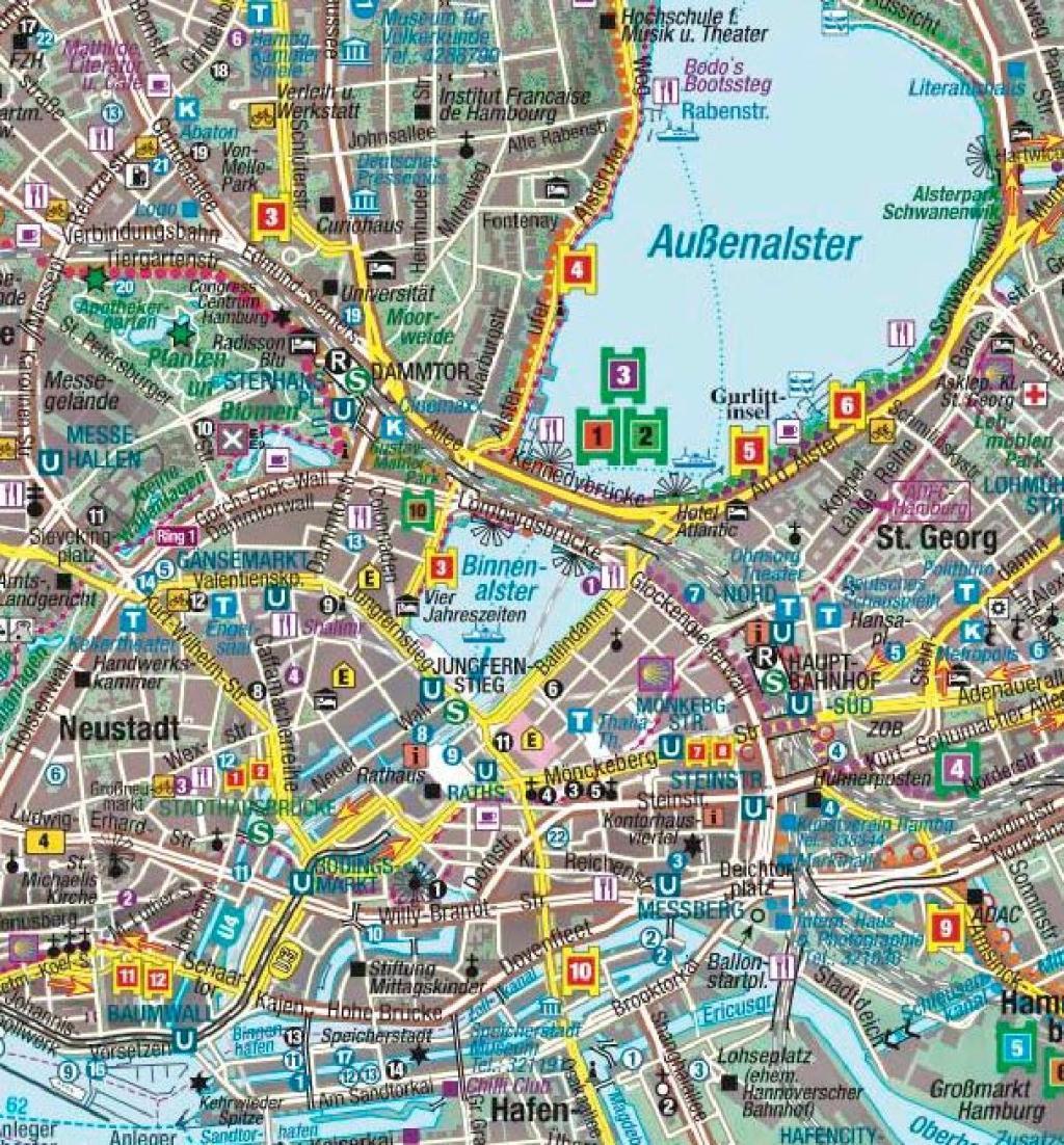 Beispielinhalt (Bild) Hamburg Ost + West = unterwegs in Hamburg Rad- u. Wanderkarte - 2 Karten in einer Plastikhülle - mit vielen touristischen Informationen - Karte Ost + West