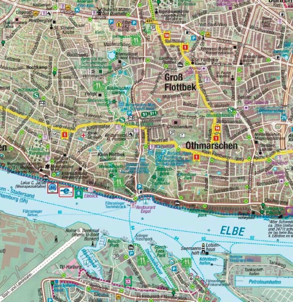 Beispielinhalt (Bild) Hamburg Ost + West = unterwegs in Hamburg Rad- u. Wanderkarte - 2 Karten in einer Plastikhülle - mit vielen touristischen Informationen - Karte Ost + West