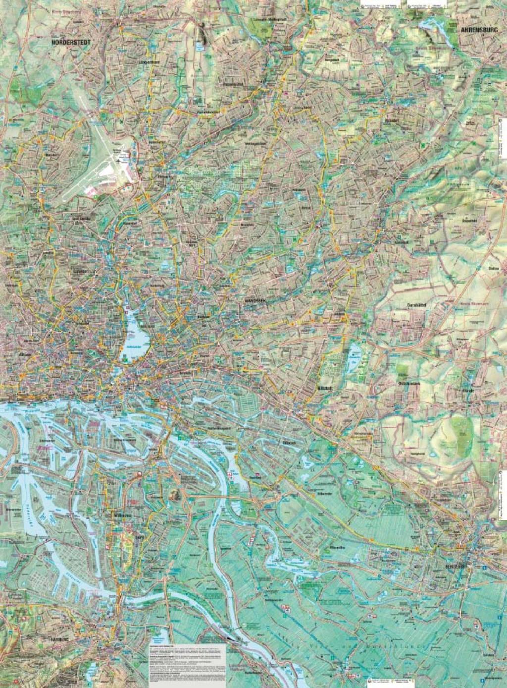 Beispielinhalt (Bild) Hamburg Ost + West = unterwegs in Hamburg Rad- u. Wanderkarte - 2 Karten in einer Plastikhülle - mit vielen touristischen Informationen - Karte Ost + West