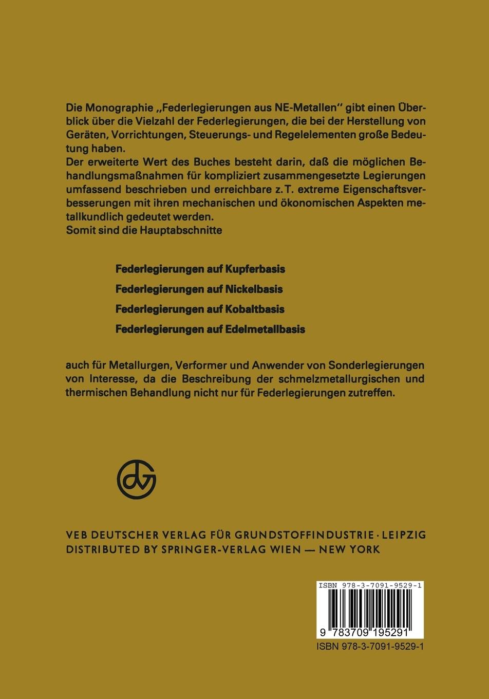 Rückseitencover Federlegierungen aus NE-Metallen