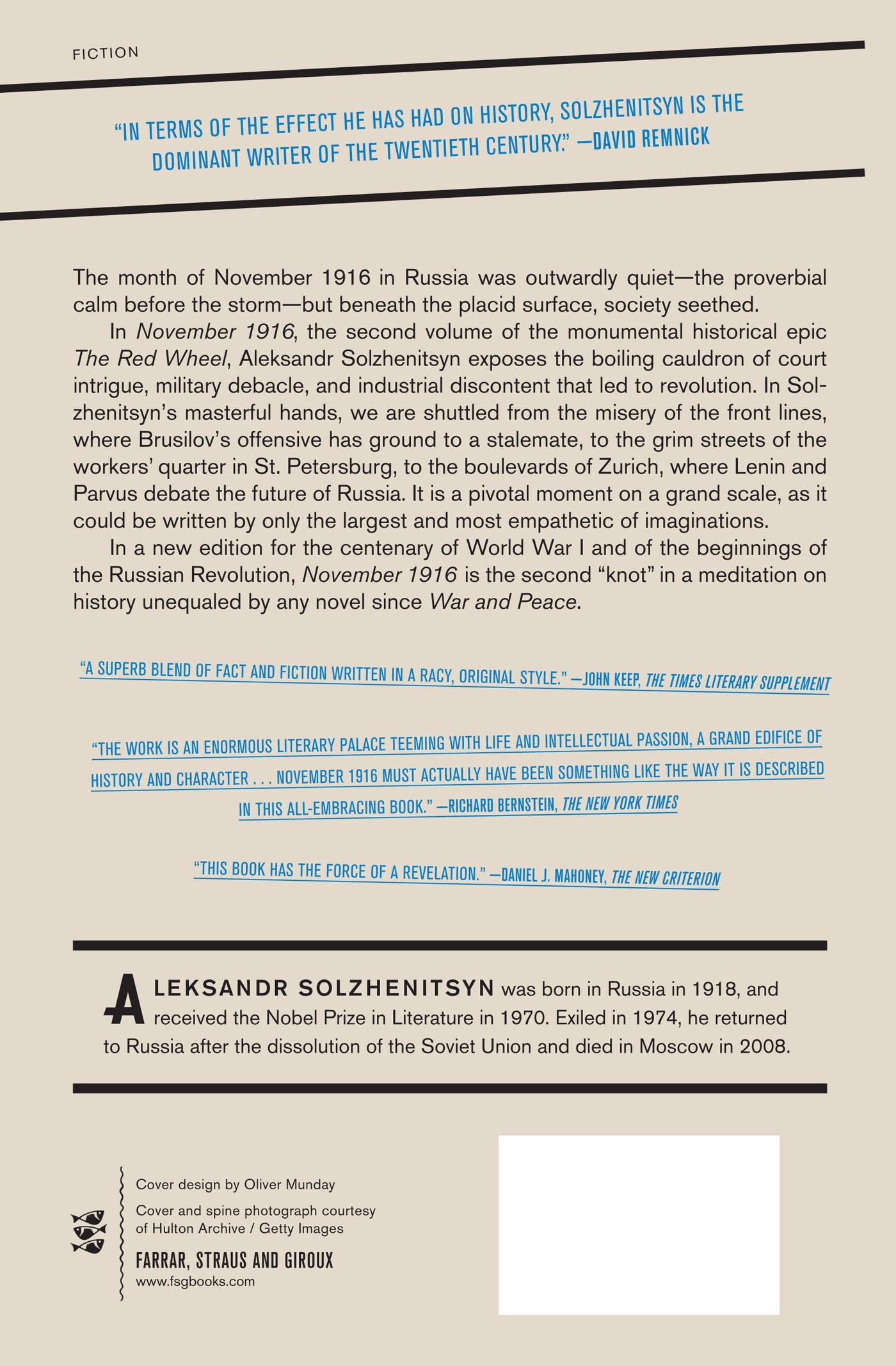 Rückseitencover November 1916: A Novel