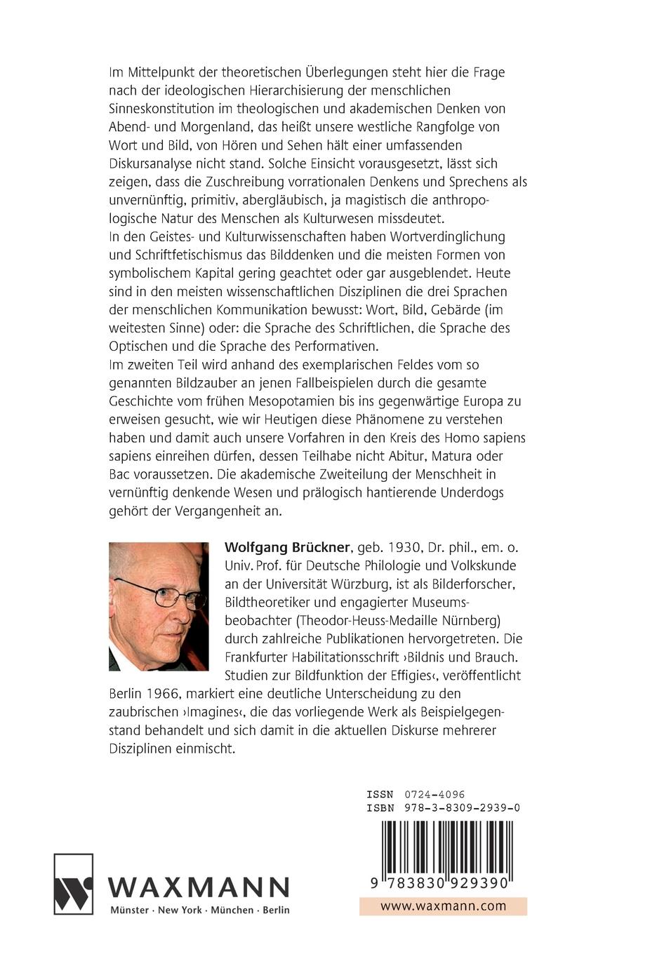 Rückseitencover Bilddenken. Mensch und Magie oder Missverständnisse der Moderne