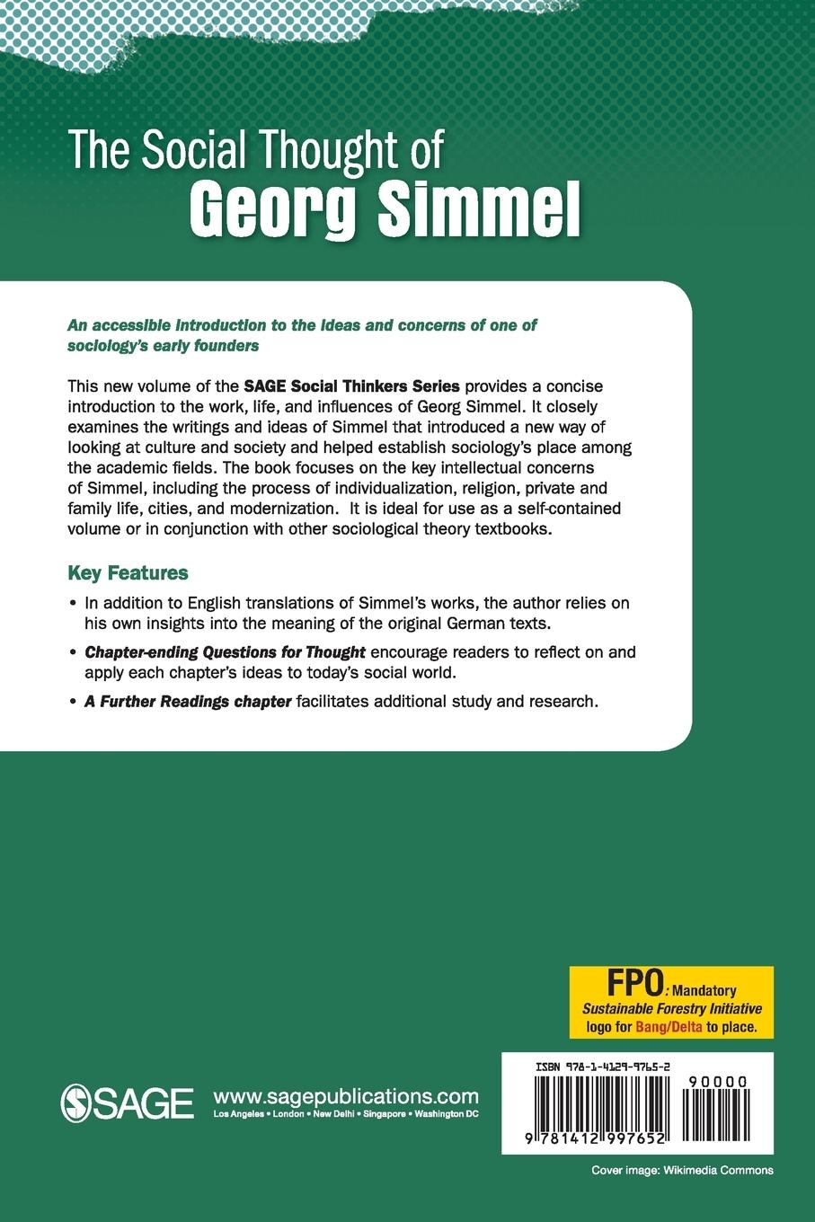 Rückseitencover The Social Thought of Georg Simmel