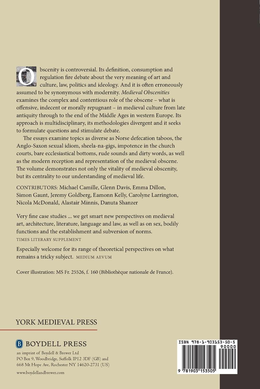 Rückseitencover Medieval Obscenities