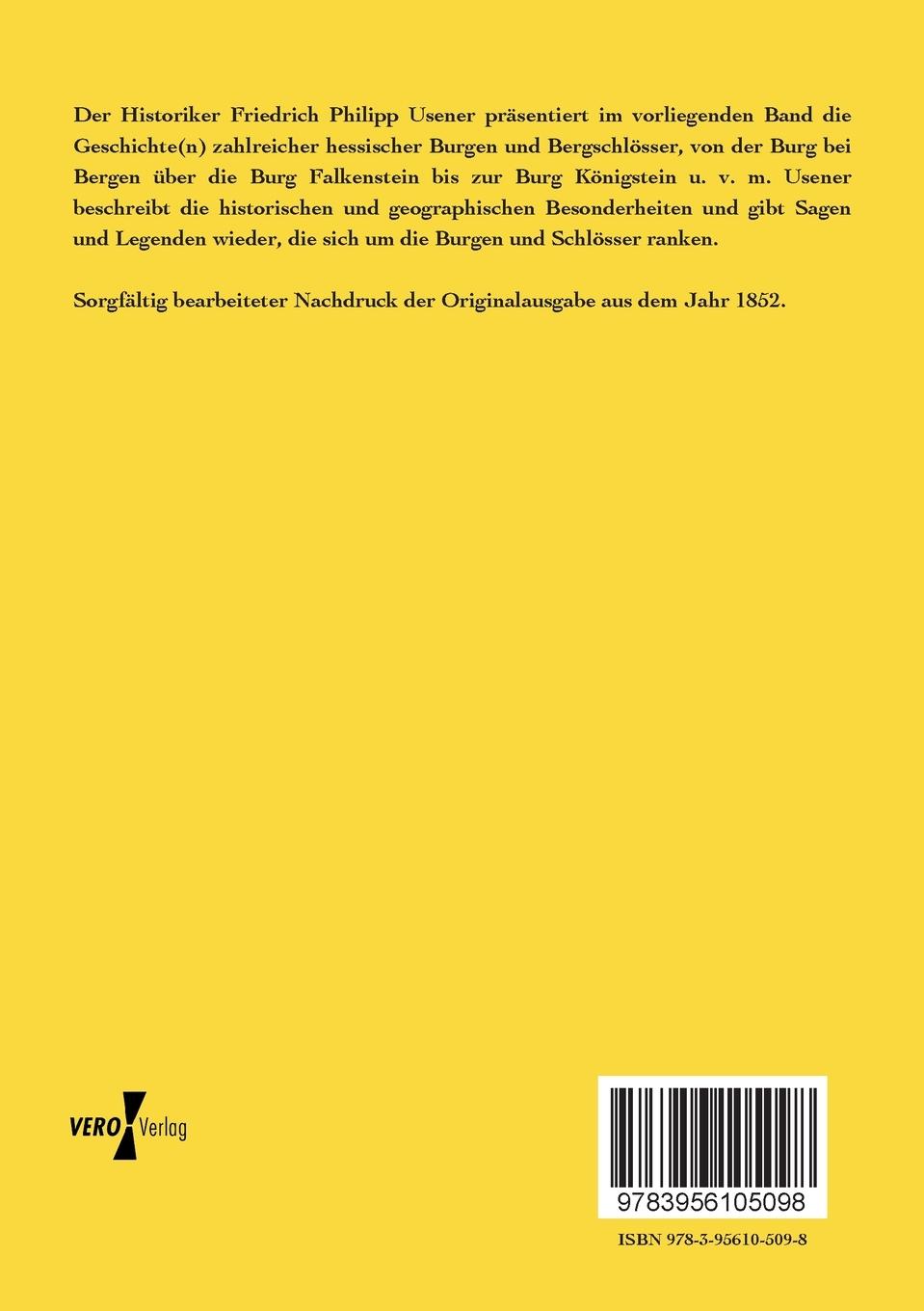 Rückseitencover Geschichte der Ritterburgen und Bergschlösser in der Umgegend von Frankfurt am Main