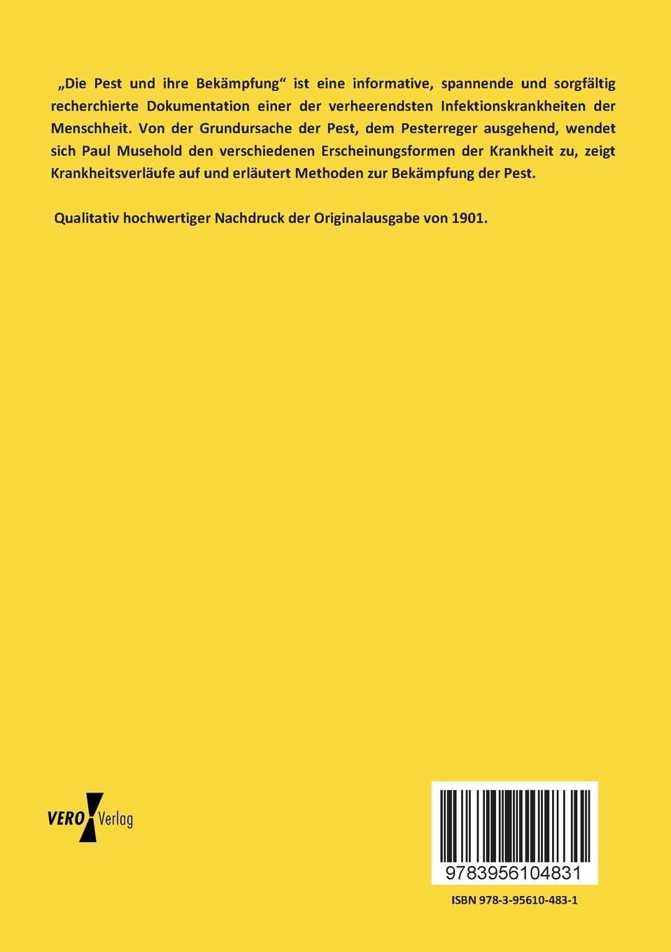 Rückseitencover Die Pest und ihre Bekämpfung