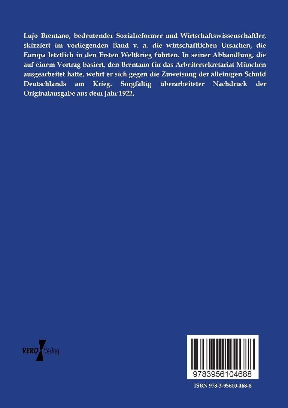 Rückseitencover Die Urheber des ersten Weltkriegs