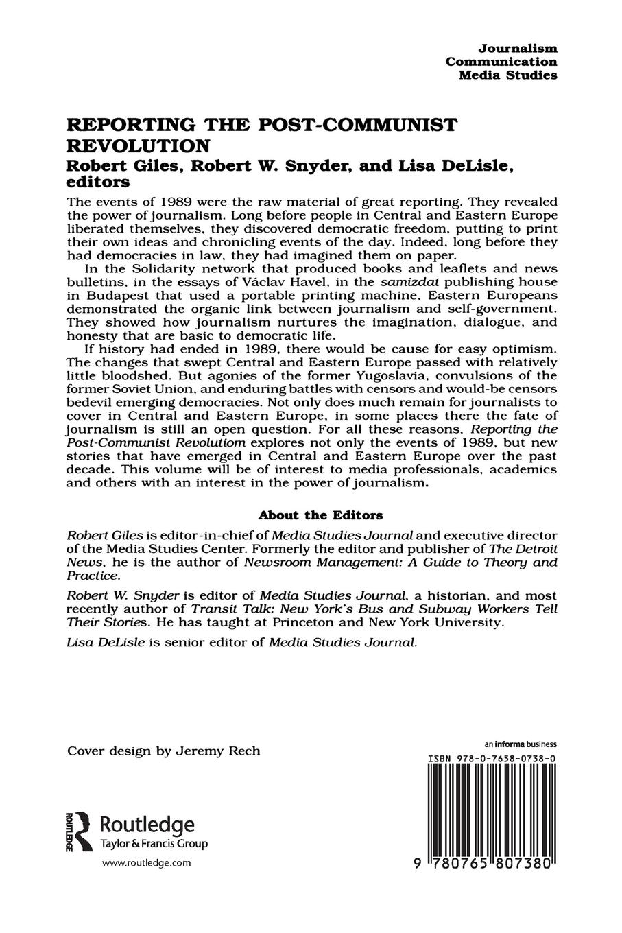 Rückseitencover Reporting the Post-communist Revolution