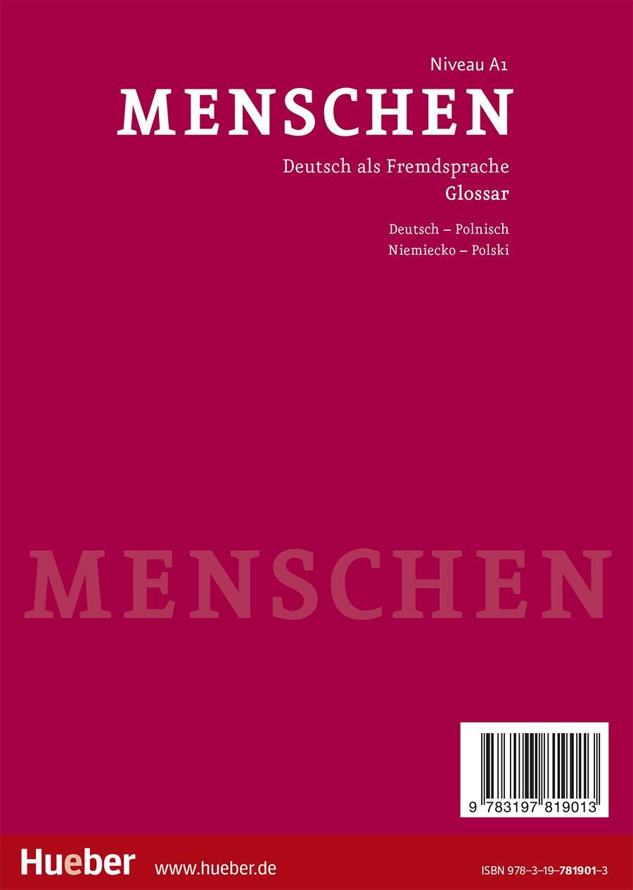 Rückseitencover Menschen A1. Glossar Deutsch-Polnisch