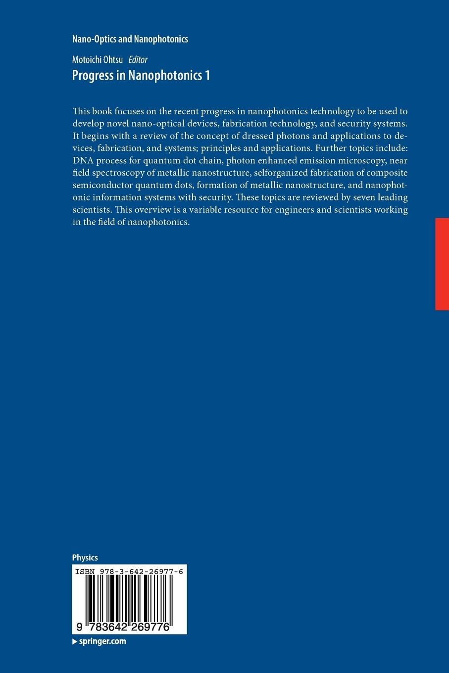 Rückseitencover Progress in Nanophotonics 1