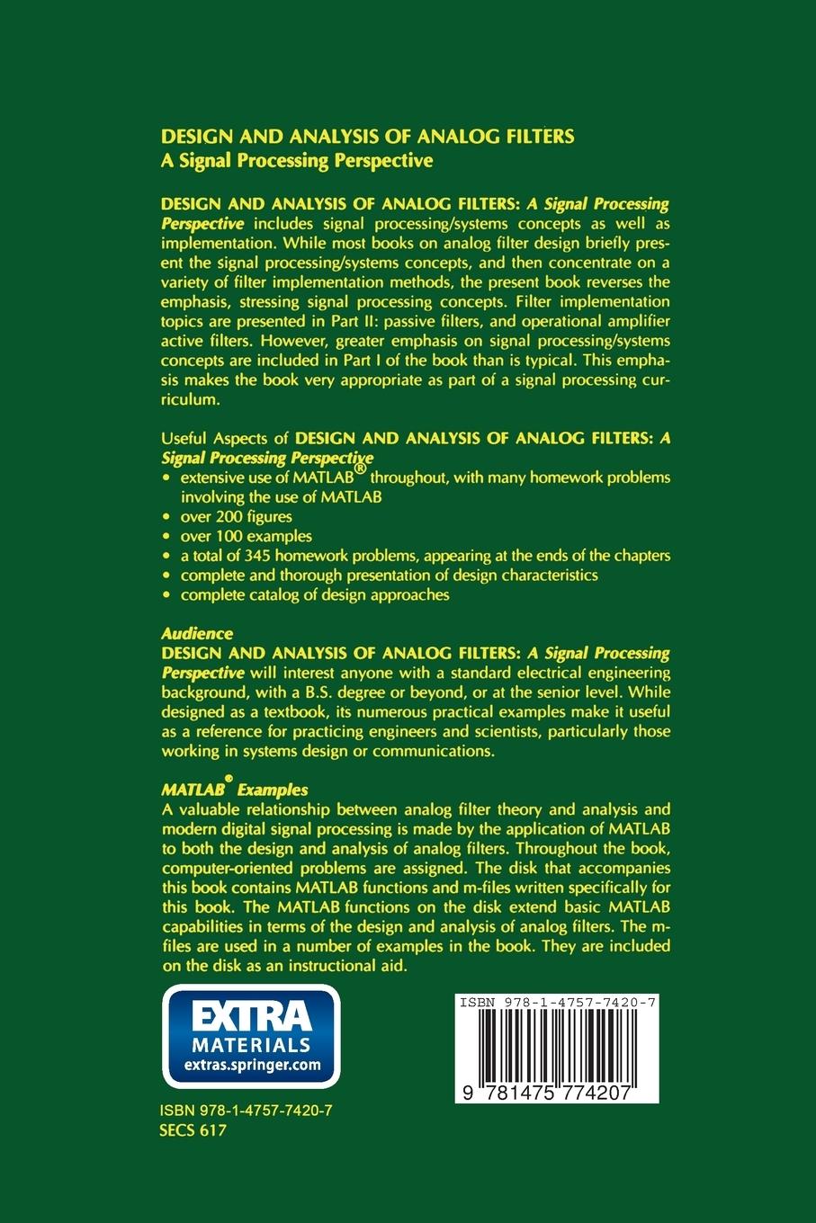 Rückseitencover Design and Analysis of Analog Filters